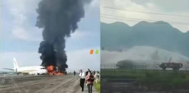 今日，西藏航班飞机在重庆机场失火 