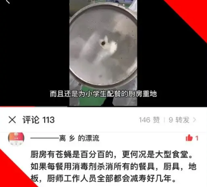 深圳一小学配餐公司厨具遍布蛆虫，已停止合作